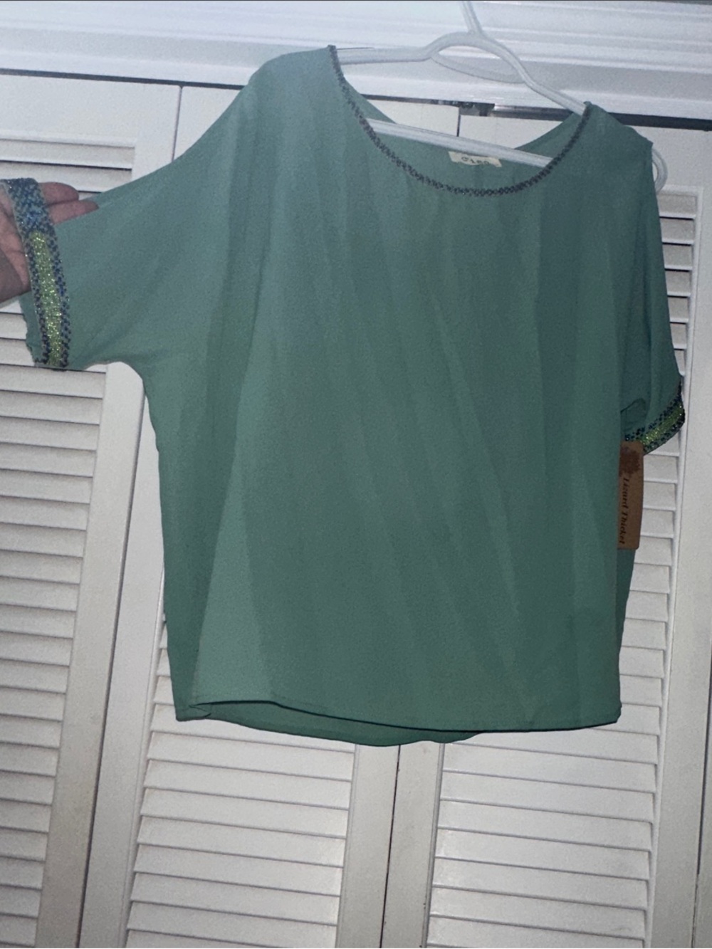 Light Green Short Sleeve Women's Blouse - Casual Shell Top